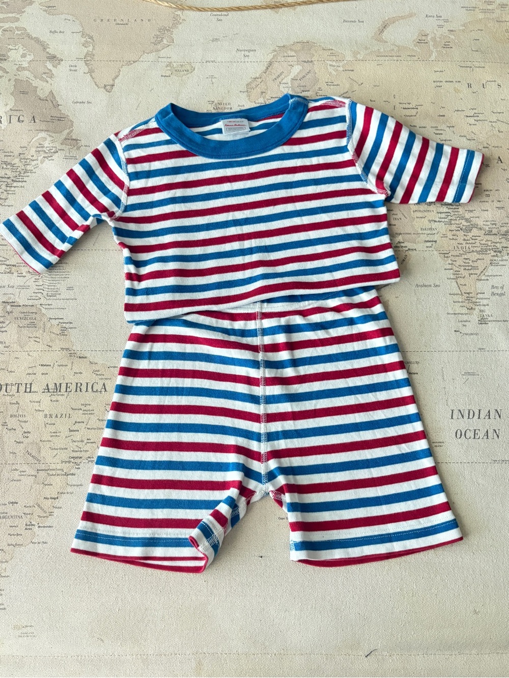 HA Red White & Blue Striped Pajama Tee & Shorts Set Size 6/7